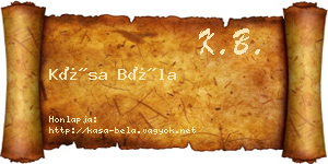 Kása Béla névjegykártya